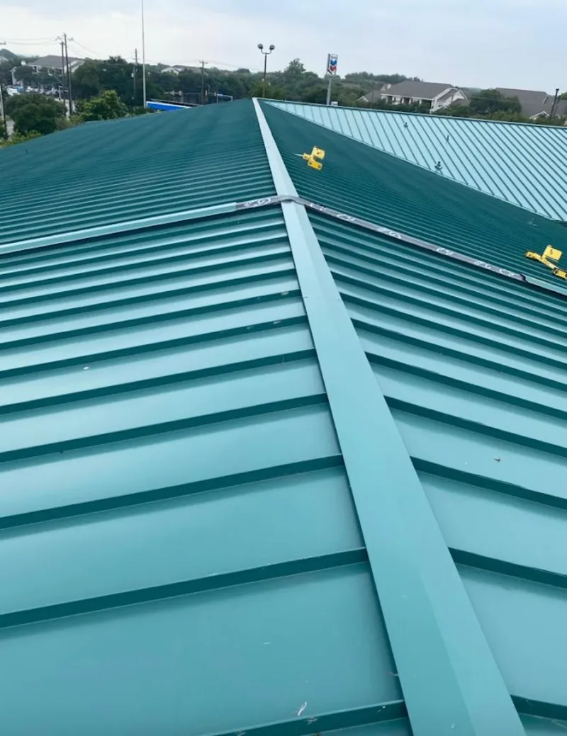 Green commercial metal roof ridge and valley for Metal Roof Repair in Yeadon